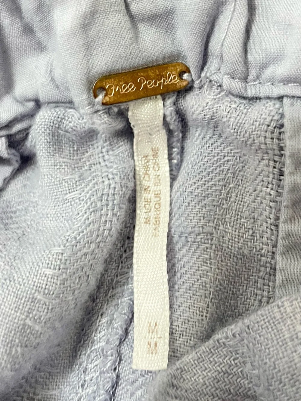 Free People Lavender Drawstring Linen-Blend Pants